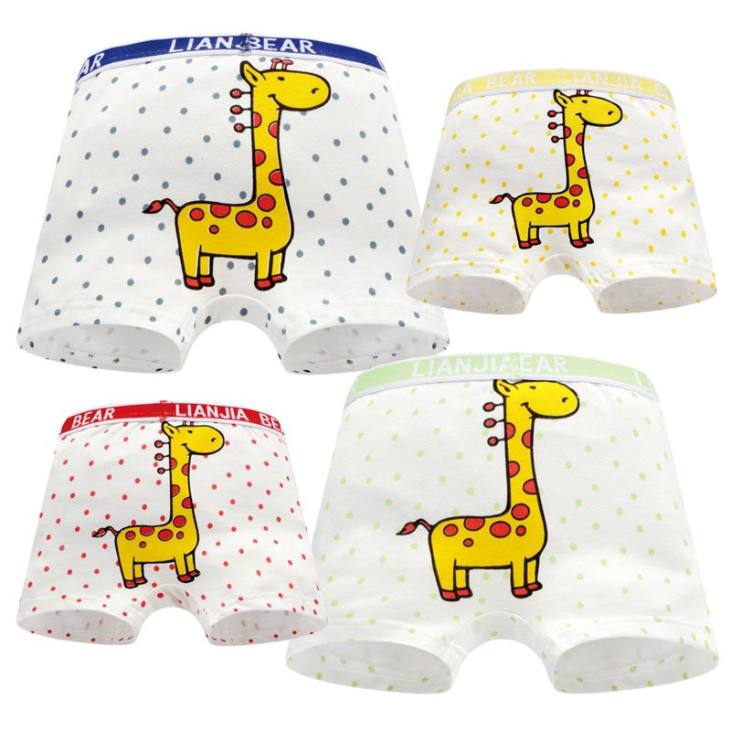 Kid Soft Cotton Boxers Underwear Shorts Cute Breathable 4 Pieces/Lot
