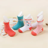 Kids Girl Stripes Socks Soft Cotton Cute Cartoon 5 Pairs 0-5 Years