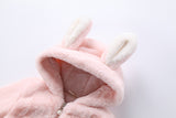 Baby Girl Cotton Short Ears Rabbit Embroidered Cute Thick Coats