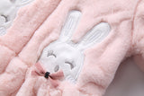 Baby Girl Cotton Short Ears Rabbit Embroidered Cute Thick Coats