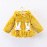 Baby Girl Cotton Short Ears Rabbit Embroidered Cute Thick Coats