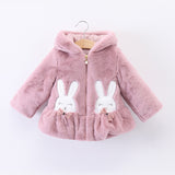 Baby Girl Cotton Short Ears Rabbit Embroidered Cute Thick Coats