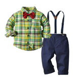 Kids Boys Plaid Spring and Autumn Long Sleeve 3 Pcs Suit