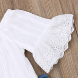 Toddler Baby Girl Fashion Off Shoulder Lace Pearl 2 Pcs Sets