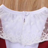 Baby Girl Outfit Long Sleeve Lace Ruffle Collar Suspender 2 Pcs Sets