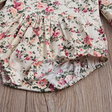 Baby Girl Floral Print Long Sleeve Vintage Ruffles Romper
