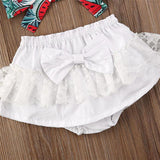 Baby Girls Summer Watermelon Tops White Shorts 3 Pcs Sets