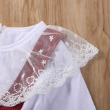 Baby Girl Outfit Long Sleeve Lace Ruffle Collar Suspender 2 Pcs Sets