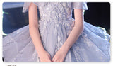 Kid Girl Drag-tailed Show Delicate Pompous Yarn Host Flower Piano Dresses