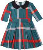 Family Matching Mommy And Me Half Sleeve Plaid Dresses