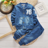 Kid Baby Boys Long Sleeve Denim Suit Spring Autumn 2 Pcs Sets