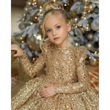 Kid Baby Girl Golden Princess Birthday Party Piano Dresses