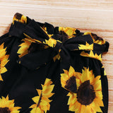 Baby Girls Ruffle Ribbed Sunflower Shorts 3 Pcs Set