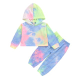 Kid Baby Girl Tie-Dyed Long Sleeve Outfits Set 2 Pcs