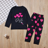 Baby Girls Spring Autumn Valentine's Day Long Sleeve Pajamas 2 Pcs Sets