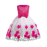 Kid Girl Mesh Gauze Bow Summer Gauze Flower Dresses