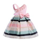 Kid Girl Pearl Single Temperament Stripe Dress