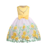 Kid Girl Mesh Gauze Bow Summer Gauze Flower Dresses