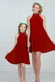 Family Matching Mother Daughter Summer Chiffon Lace Sleeveless Dress