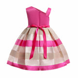 Kid Girl Pearl Single Temperament Stripe Dress