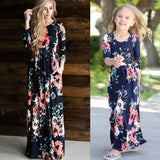 Family Matching Mother-daughter Printed Full Length Dress