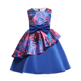 Kid Girl Printed Princess Pompous Gown Sleeveless Dresses