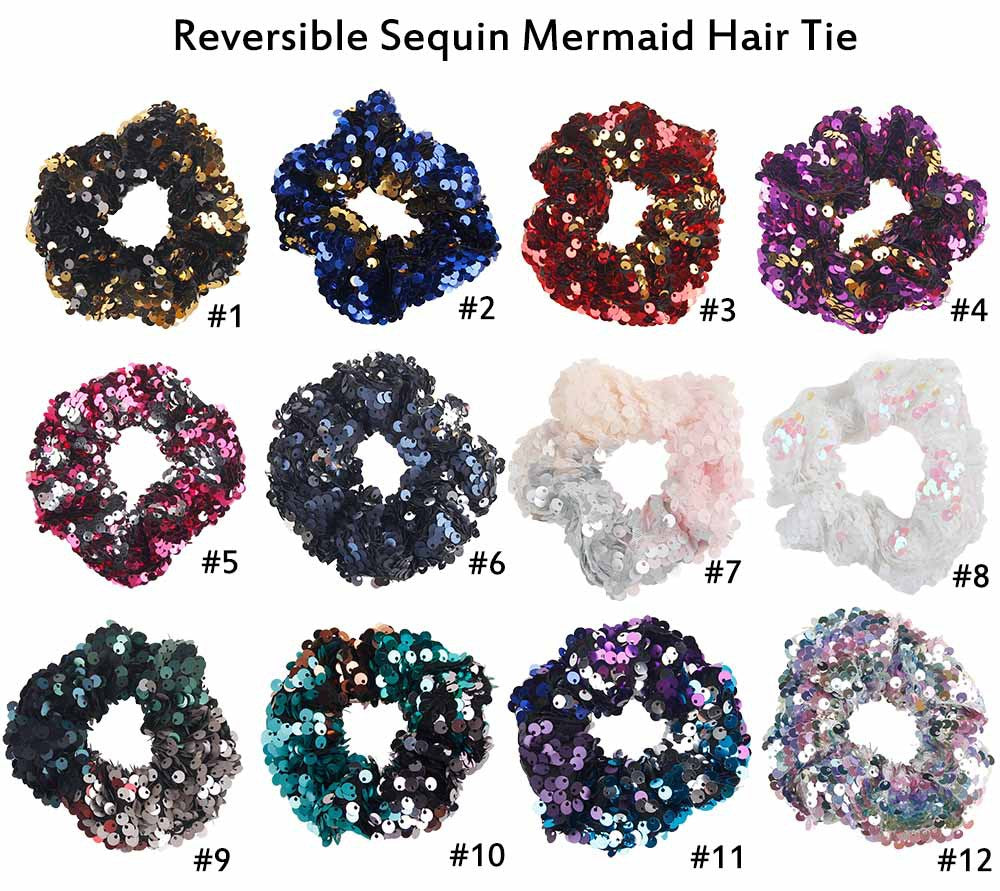 Kid Baby Girls Sequins Hair Tie Ring Mermaid Glitter Elastic Hair Bands Accessories