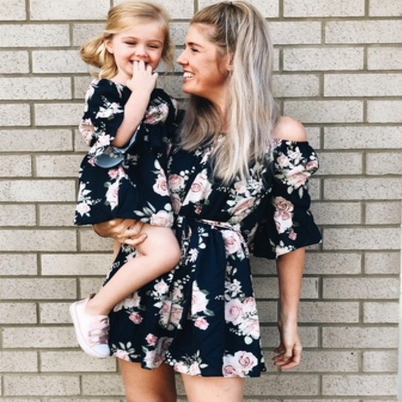 Family Matching Explosions Mother-daughter Parent-child Dress