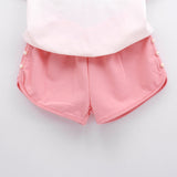 Kid Baby Girl Suit Cartoon Short Sleeve Shorts 2 Pcs Sets