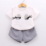 Kid Baby Girl Suit Cartoon Short Sleeve Shorts 2 Pcs Sets