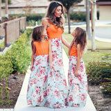 Family Matching Mother and Daughter Dress Vest Patchwork Dress