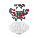 Baby Girls Summer Watermelon Tops White Shorts 3 Pcs Sets