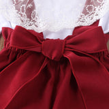 Baby Girl Outfit Long Sleeve Lace Ruffle Collar Suspender 2 Pcs Sets