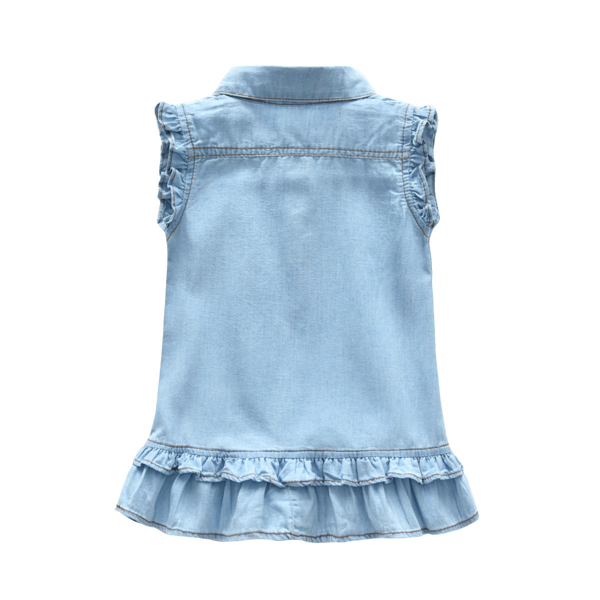 Kid Baby Girl Small Fly Sleeve Vest Summer Denim Dresses