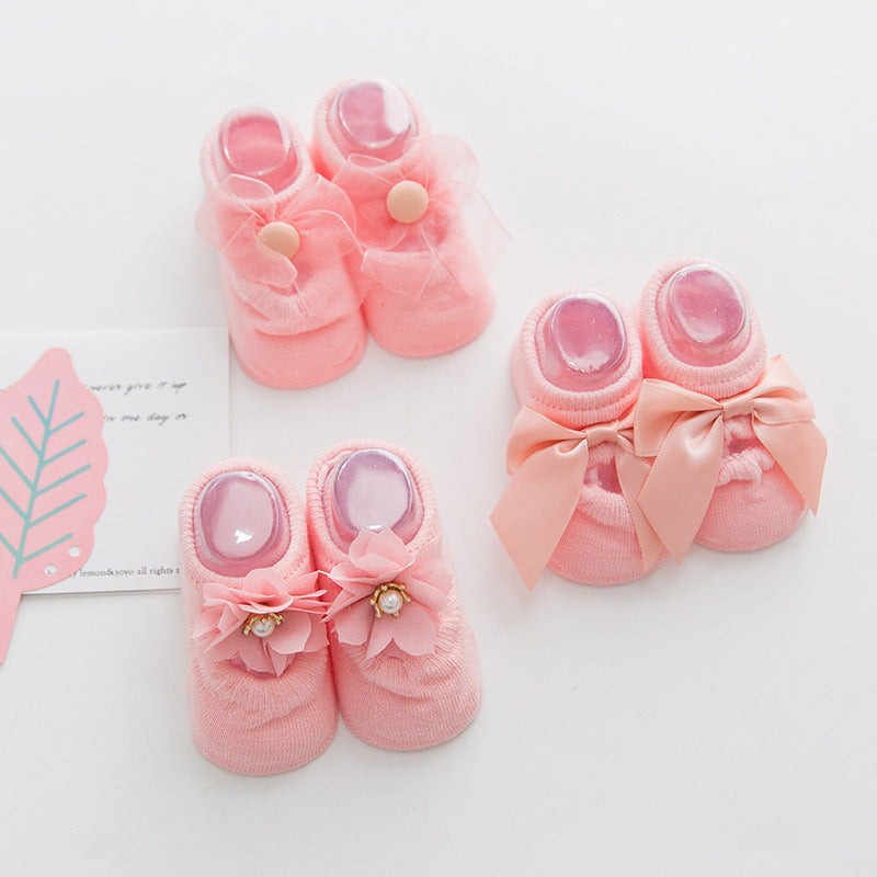 Newborn Baby Lace Flower Cotton Anti-Slip Kids Floor Socks
