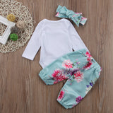 Baby Girl Love Embroidery Large Flower Long-sleeved 3 Pcs Set