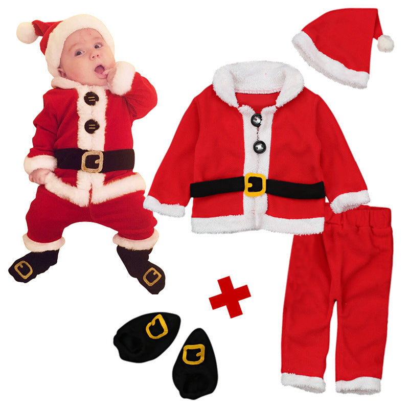 Kids Baby Boy Girl Christmas Elderly Cosplay Suits 4 Pcs