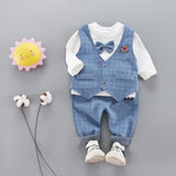 Kid Boy Plaid Gentleman Cute 3 Pcs