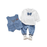 Kid Boy Plaid Gentleman Cute 3 Pcs