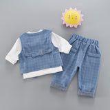 Kid Boy Plaid Gentleman Cute 3 Pcs