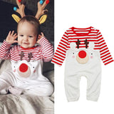 Baby Girl Cute Christmas Striped Elk Romper Jumpsuits