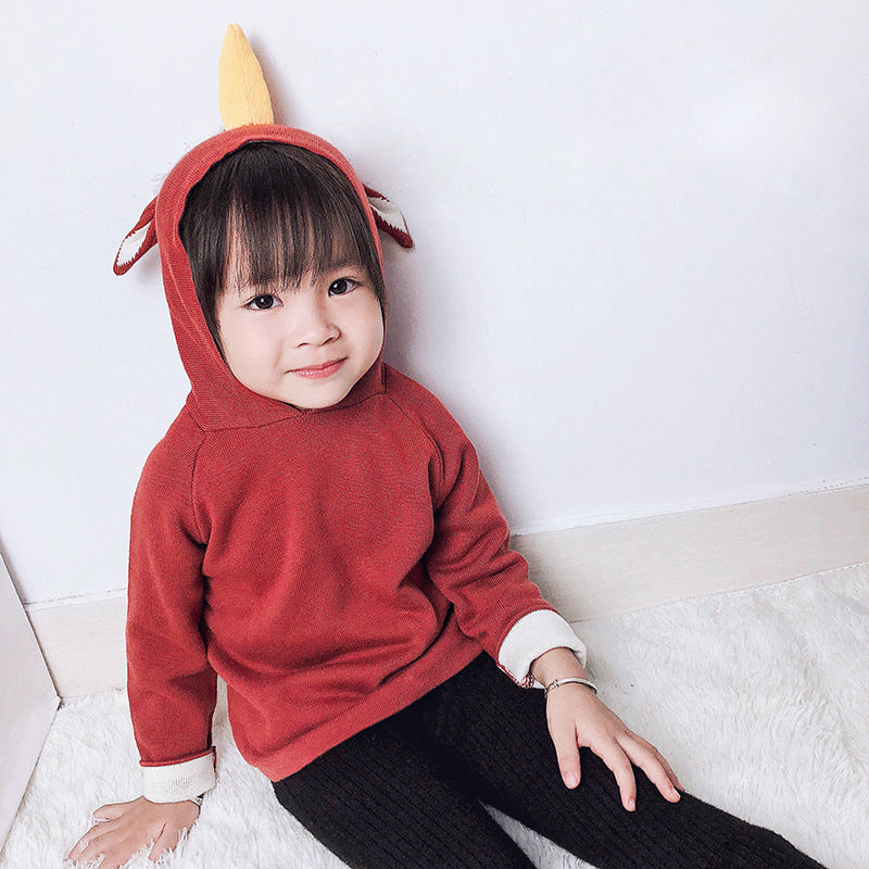 Infant Toddler Baby Cute Cartoon Elk 3D Sweatshirt Coat