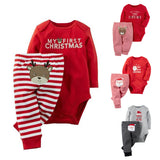 Kids Baby Girl Boy Spring Autumn Christmas Long-sleeved Pajamas 2 Pcs