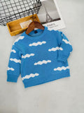 Kid Baby Boy Trendy Long-sleeved Stripes Floating Clouds Warm Sweater