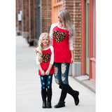 Family Matching Patchwork Heart-shaped Leopard Parent-child Shirts Tops