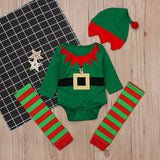 Kids Spring Baby Christmas Long Sleeve Jumpsuit Creeper 3 Pcs Sets