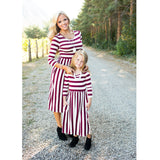 Family Matching Mother-daughter Striped Long Sleeve Dress