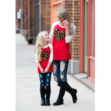 Family Matching Patchwork Heart-shaped Leopard Parent-child Shirts Tops