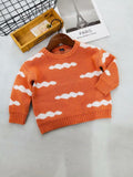 Kid Baby Boy Trendy Long-sleeved Stripes Floating Clouds Warm Sweater