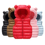 Kid Baby Boy Girl Light Ear Down Cotton Hooded Vest Candy Color Coats